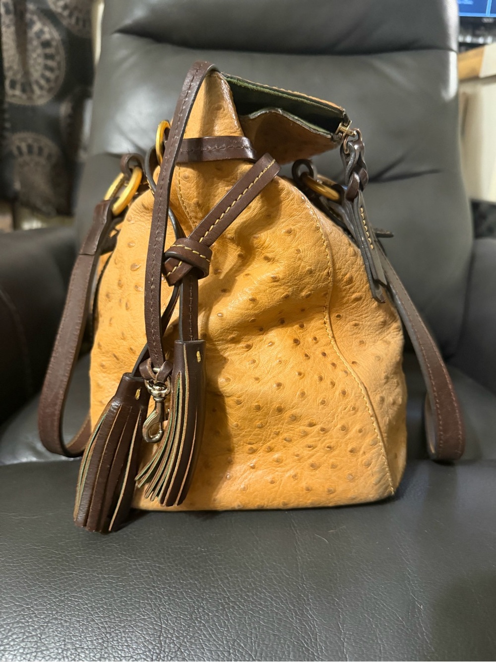 Dooney & Bourke Florentine Ostrich Handbag OS Leather Purse - Picture 4 of 13